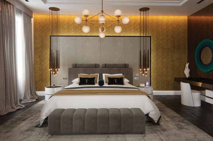 The Grand Master Suite oozes style and luxury, from smoked mirror ceilings to gold leaf wallpaper – it would rival any 6-star luxury hotel suite.