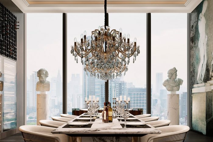 The dining room is a stunningly spectacular setting, with views over the city