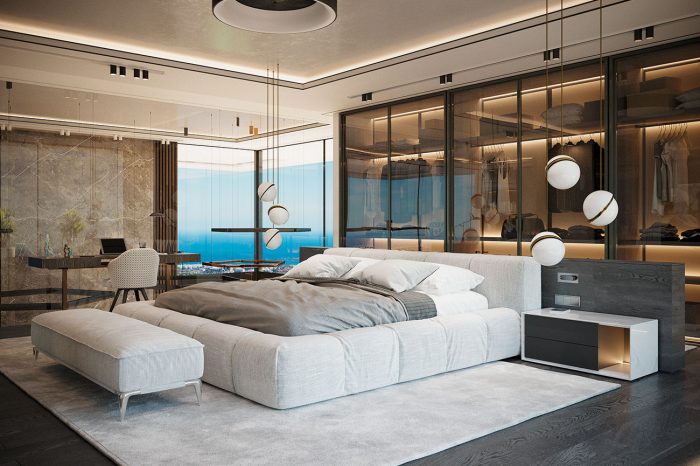 Natural light floods into the bedroom