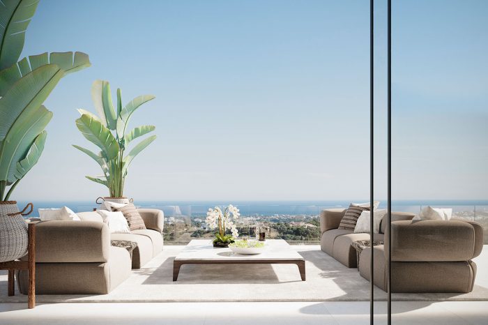 The terrace enjoys 180-degree sea views from the B&B Italia outdoor sofas.