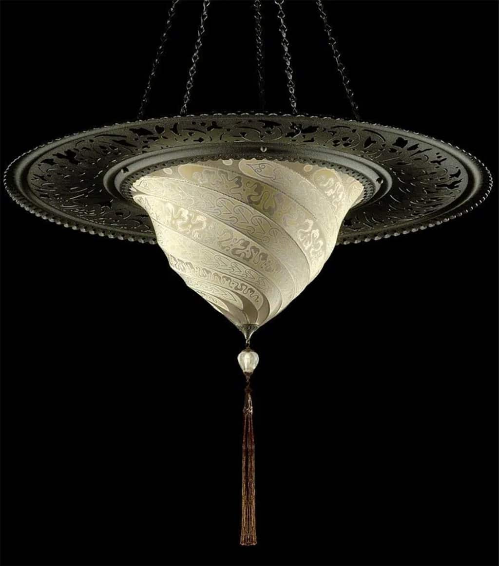 SAMARKANDA SILK LAMP WITH METAL RING - FORTUNY