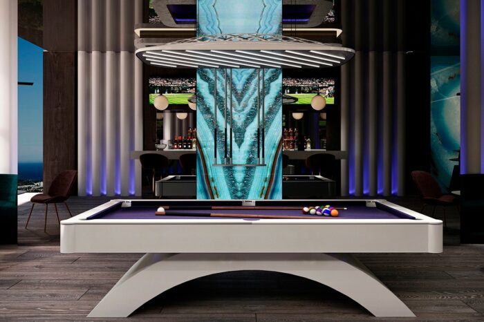 The pool table and sports/cocktail bar.